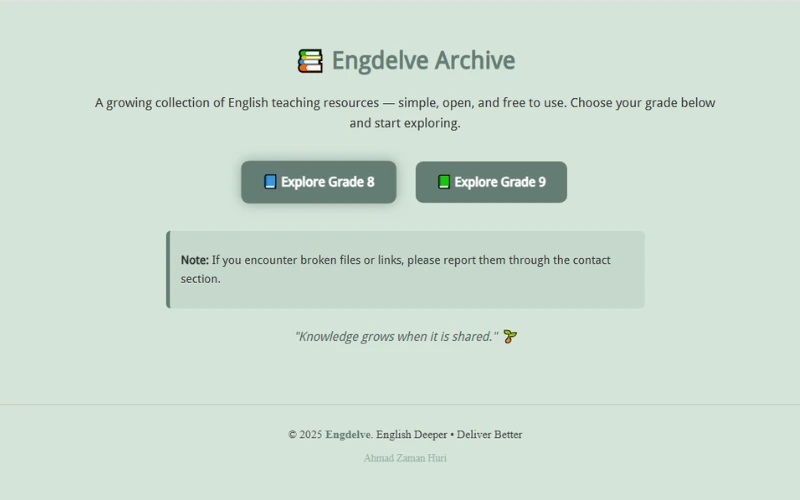 Engdelve Archive — proyek EdTech oleh Ahmad Zaman Huri